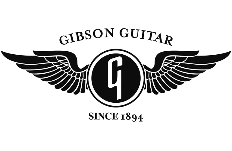 Gibson guitar logo with wings and a circle