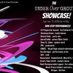 A poster of the under over groupies showcase