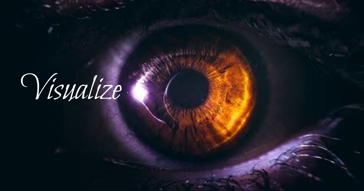 A close up of an eye with the word realize written underneath it.